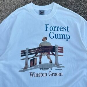 Vintage 90s Forrest Gump Movie Promo Shirt Smiley Face White Large (d6)